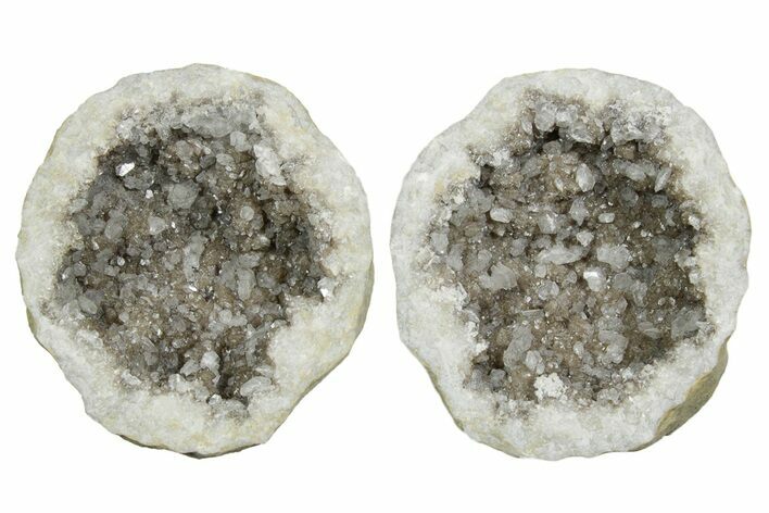 Keokuk Geode with Calcite Crystals (Pair) - Missouri #349538